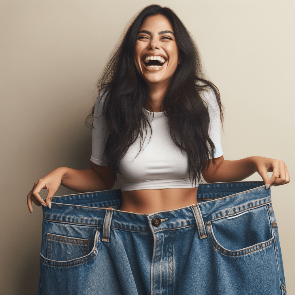 Woman in oversized jeans