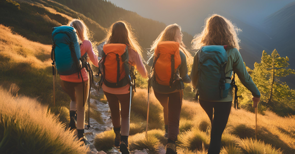 women hiking